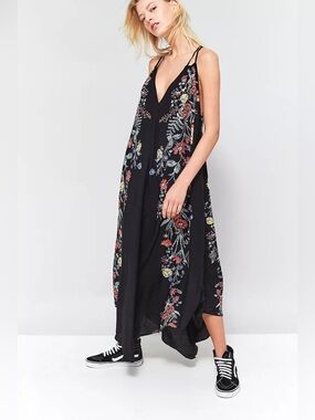 free people first date printed maxi slip dress Free People First Date Printed Maxi Slip In Black Combo - 61% Off
